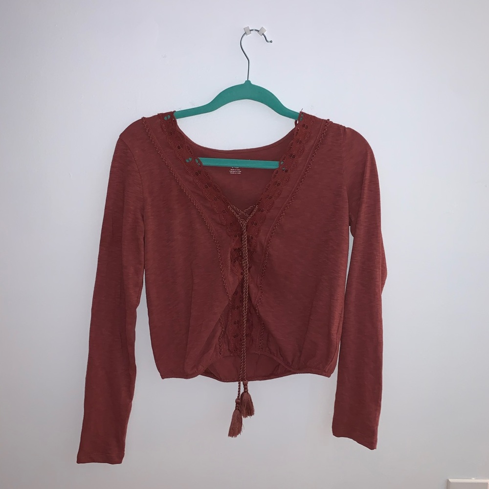american eagle shirt with tie/strings size small